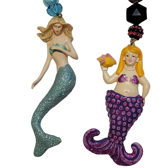Unbranded Other - Glitter Mermaid Resin Christmas Ornament Coastal Decor Shell Bra Beaded